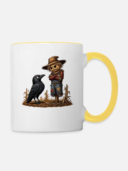 Krähenfreund der Scheune - Tasse zweifarbig - Weiß/Gelb