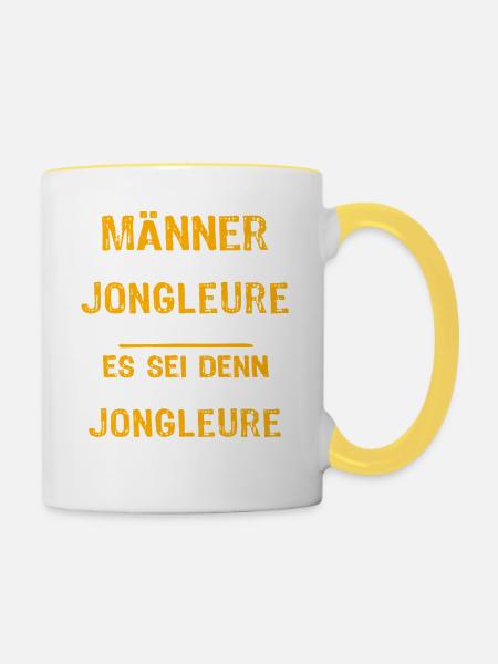 Jongleur Jonglieren - Tasse zweifarbig - Weiß/Gelb