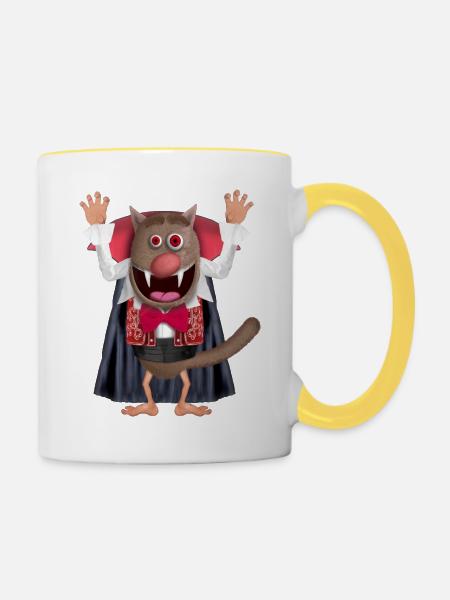 Fouvou-Vampir - Tasse zweifarbig - Weiß/Gelb