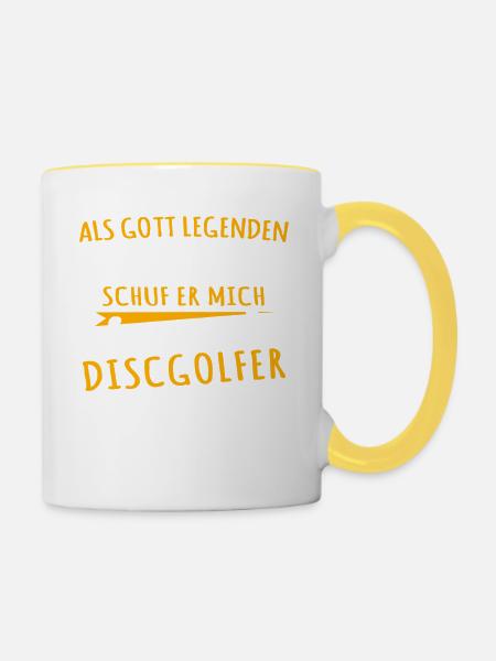 Discgolfer - Tasse zweifarbig - Weiß/Gelb