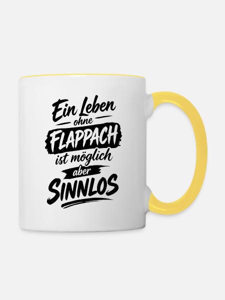 Flappach Spruch Sinnlos - Tasse zweifarbig - Weiß/Gelb