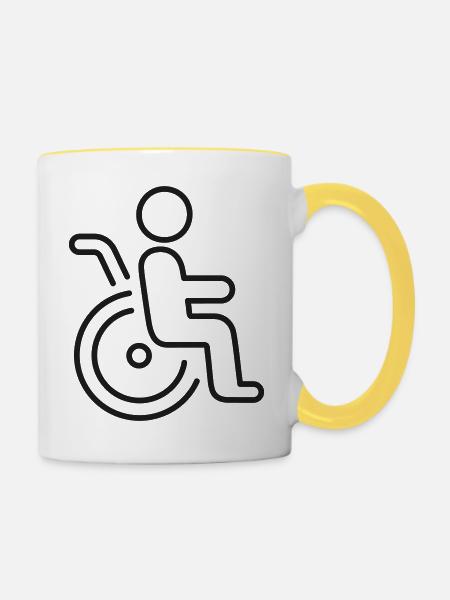 Rollstuhlbarriere-Symbol - Tasse zweifarbig - Weiß/Gelb