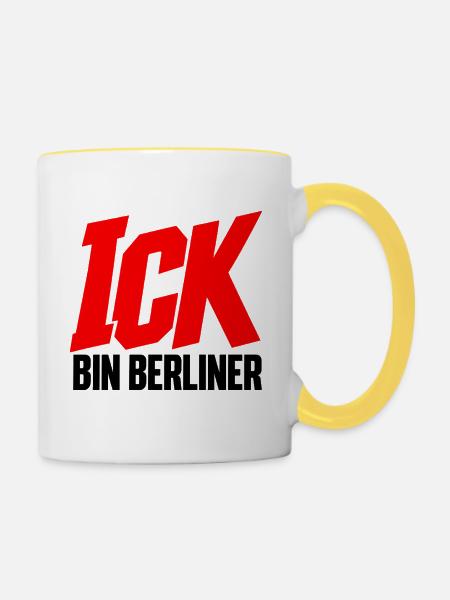 Ick bin Berliner – Berliner Dialekt Statement - Tasse zweifarbig - Weiß/Gelb