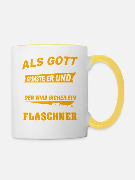 Flaschner Sprüche - Tasse zweifarbig - Weiß/Gelb
