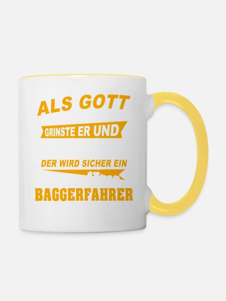 Baggerfahrer Sprüche - Tasse zweifarbig - Weiß/Gelb