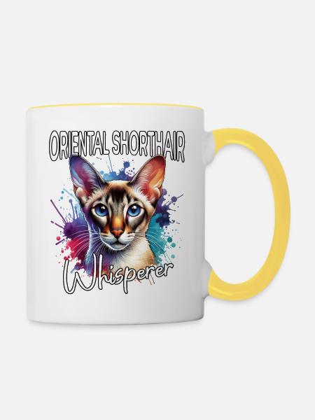 Orientalisch Kurzhaar Flüsterer - Tasse zweifarbig - Weiß/Gelb