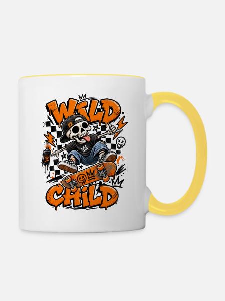 Wild Child Skater - Tasse zweifarbig - Weiß/Gelb