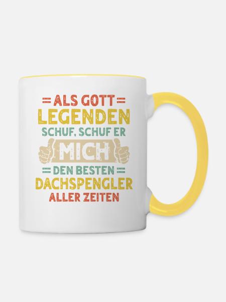 Dachspengler - Tasse zweifarbig - Weiß/Gelb