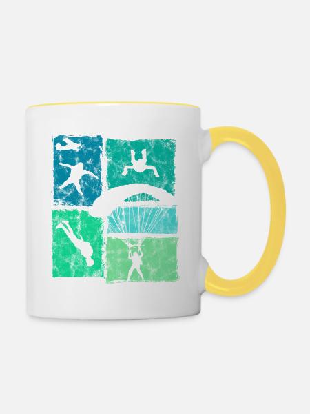 Fallschirmspringer Collage Fallschirm Extremsport - Tasse zweifarbig - Weiß/Gelb