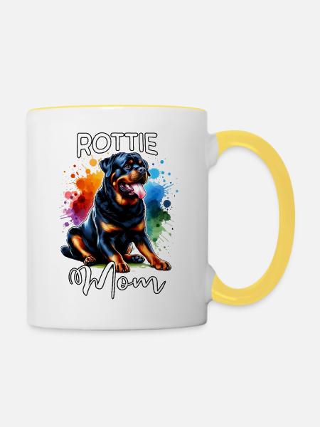 Rottweiler Mama - Tasse zweifarbig - Weiß/Gelb