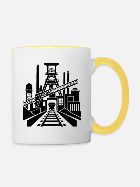 Bergbau - Tasse zweifarbig - Weiß/Gelb