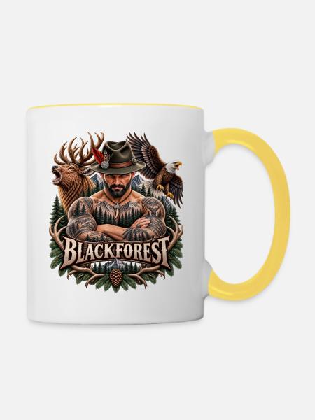Wächter des Schwarzwalds - Tasse zweifarbig - Weiß/Gelb
