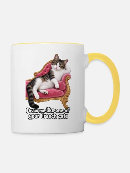 Zeichne mich - Tasse zweifarbig - Weiß/Gelb