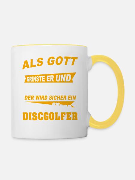 Discgolfer Discgolf - Tasse zweifarbig - Weiß/Gelb