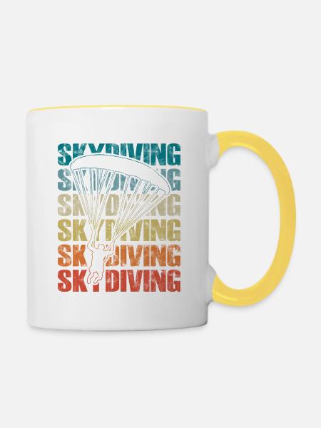 Fallschirmspringen Fallschirm Extremsport - Tasse zweifarbig - Weiß/Gelb