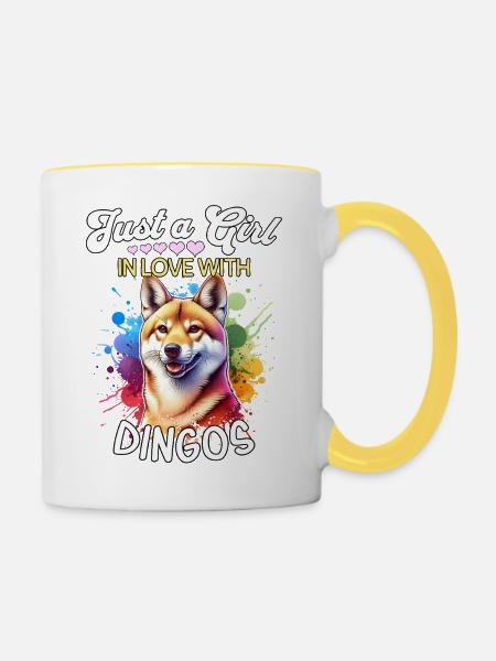 Australischer Wildhund Mädchen Dingo - Tasse zweifarbig - Weiß/Gelb