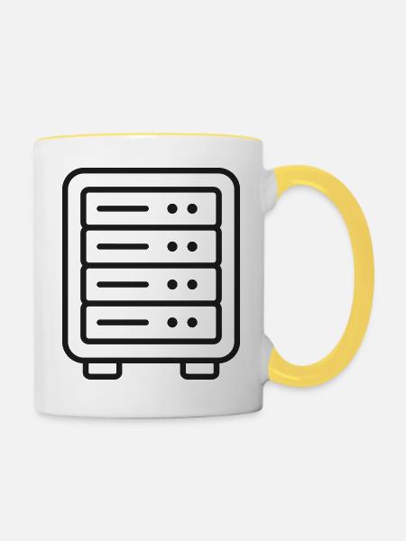 Server-Racklinien-Symbol - Tasse zweifarbig - Weiß/Gelb