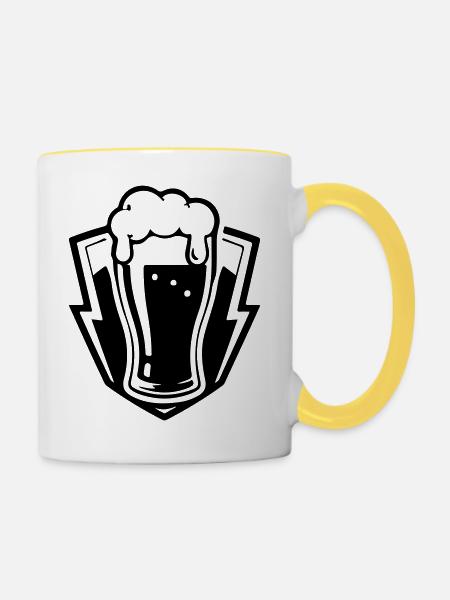 Bierglas Bier - Tasse zweifarbig - Weiß/Gelb