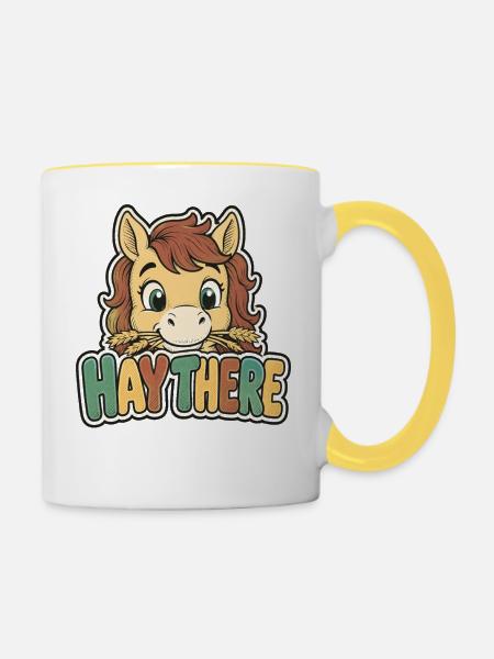 Reiten Kinder - Tasse zweifarbig - Weiß/Gelb