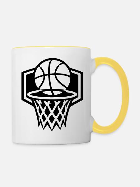 Basketball Korb Symbol - Tasse zweifarbig - Weiß/Gelb