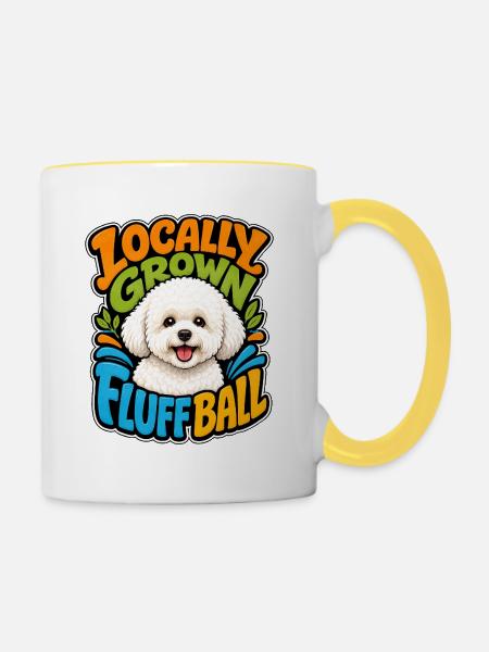 Bichon Frise - Tasse zweifarbig - Weiß/Gelb