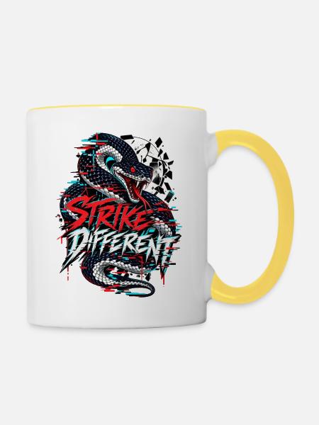 Strike Different Schlange Neon - Tasse zweifarbig - Weiß/Gelb