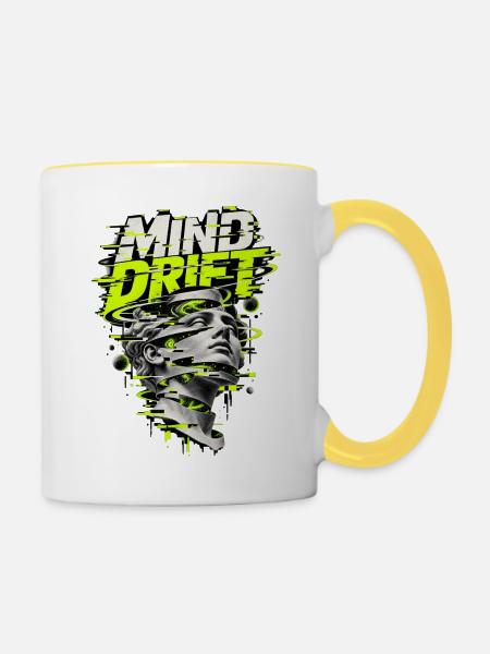 Mind Drive Glitch Kopfstatue - Tasse zweifarbig - Weiß/Gelb
