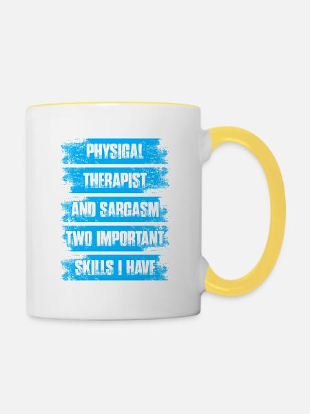 Physical therapist and sarcasm Physiotherapie - Tasse zweifarbig - Weiß/Gelb