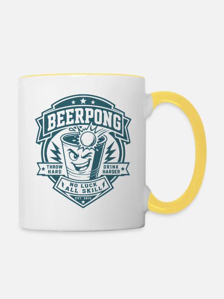 Beer Pong - Tasse zweifarbig - Weiß/Gelb