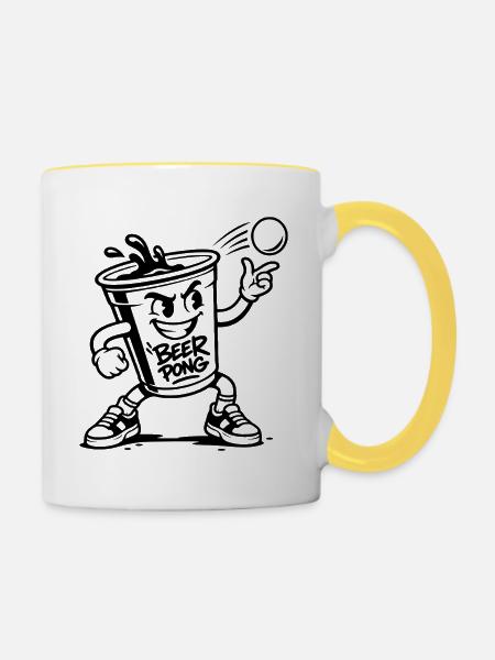 Beer Pong Becher - Tasse zweifarbig - Weiß/Gelb