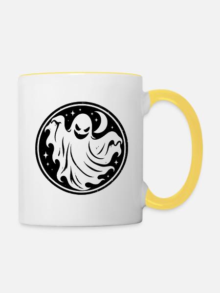 Halloween Geist - Tasse zweifarbig - Weiß/Gelb