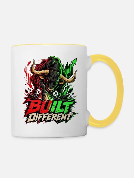 Stier im Trading-Stil - Tasse zweifarbig - Weiß/Gelb