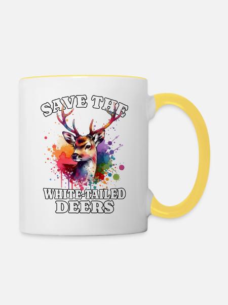Weisswedelhirsch Save White-Tailed Deer - Tasse zweifarbig - Weiß/Gelb