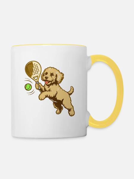 Tennishund: Energie und Spaß - Tasse zweifarbig - Weiß/Gelb
