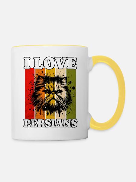 I Love Persian Cat - Tasse zweifarbig - Weiß/Gelb