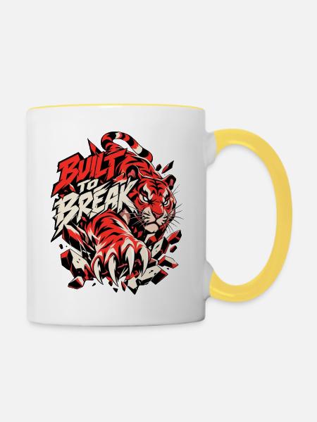 Tigerkraft Bricht Barrieren - Tasse zweifarbig - Weiß/Gelb