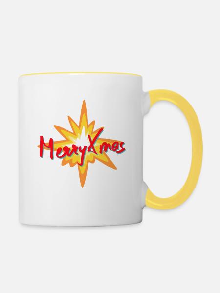 Explosives Xmas Schrift - Tasse zweifarbig - Weiß/Gelb