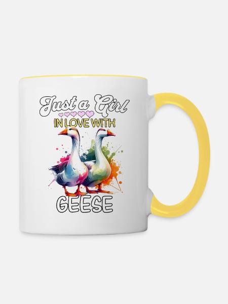 Gans Mädchen Goose - Tasse zweifarbig - Weiß/Gelb
