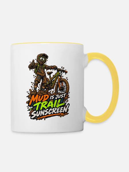 Schlamm ist Trail-Sonnencreme - Tasse zweifarbig - Weiß/Gelb
