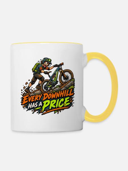 Downhill MTB Preis-Statement - Tasse zweifarbig - Weiß/Gelb