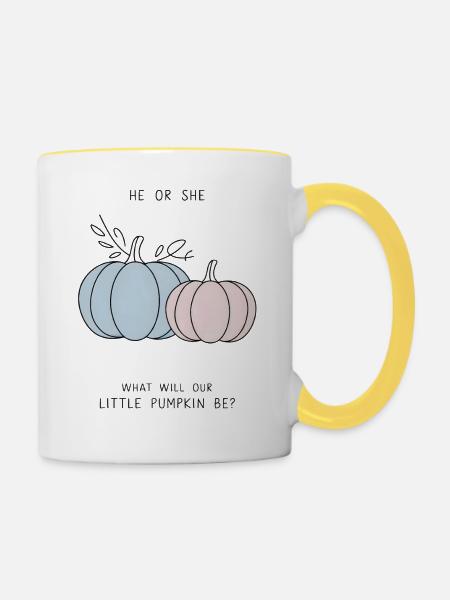 Er oder sie Little Pumpkin Geschlechtsenthüllung - Tasse zweifarbig - Weiß/Gelb