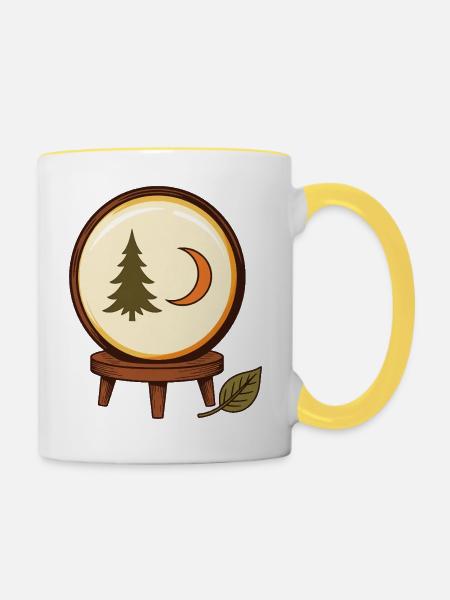 Waldzauber in der Kugel - Tasse zweifarbig - Weiß/Gelb