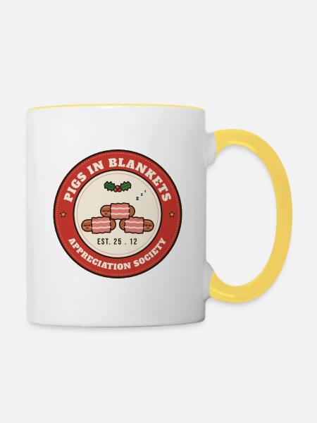 Schweine-in-Decken-Wertschätzungsgesellschaft - Tasse zweifarbig - Weiß/Gelb