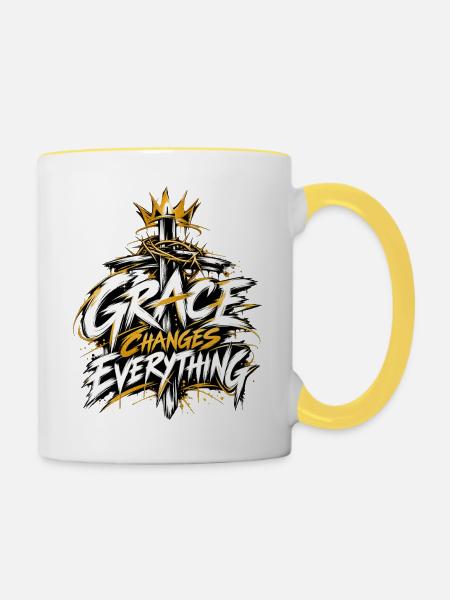 Grace Changes Everything - Tasse zweifarbig - Weiß/Gelb