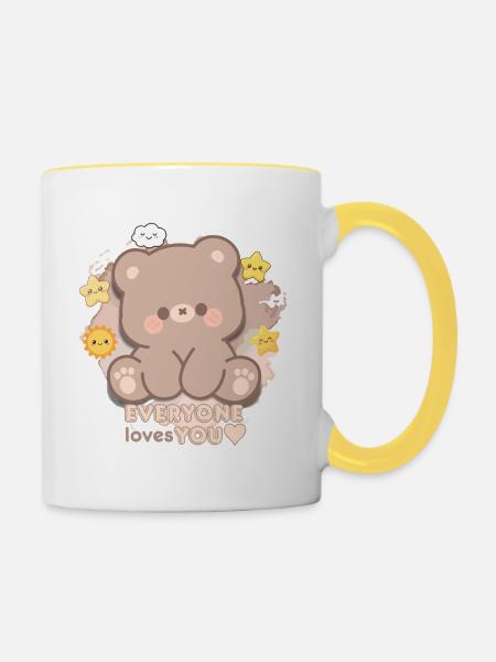 EVERYONE loves YOU - Tasse zweifarbig - Weiß/Gelb