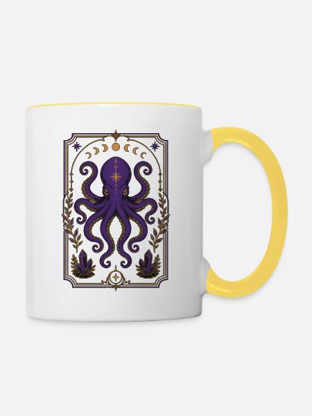 Witchy Tarot Octopus - Tasse zweifarbig - Weiß/Gelb