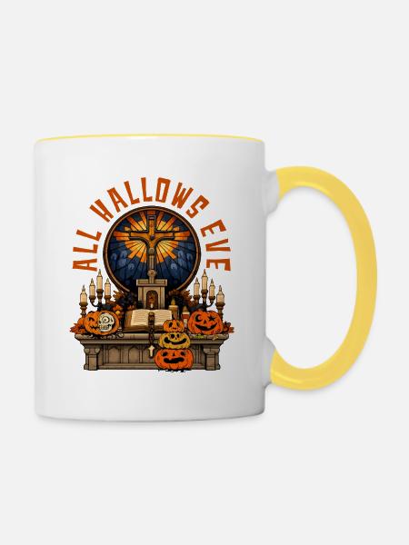 Katholischen Kirche Zu Halloween - Tasse zweifarbig - Weiß/Gelb