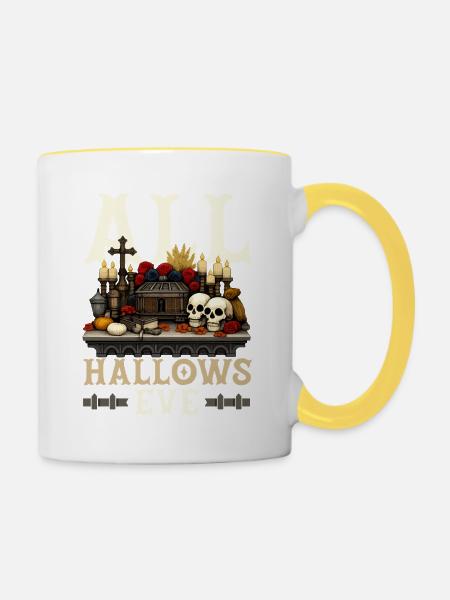 Katholischen Kirche Zu Halloween - Tasse zweifarbig - Weiß/Gelb
