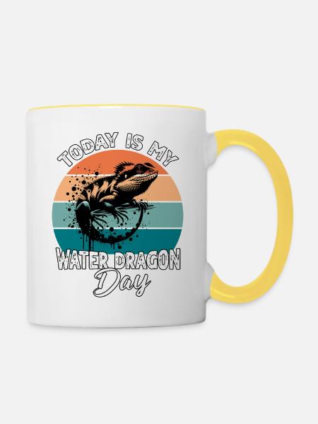 Chinesische Wasseragame - Tasse zweifarbig - Weiß/Gelb