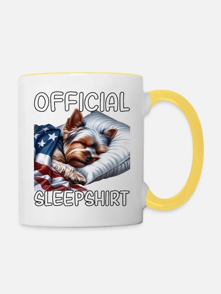 Yorkshire Terrier US Schlafshirt - Tasse zweifarbig - Weiß/Gelb